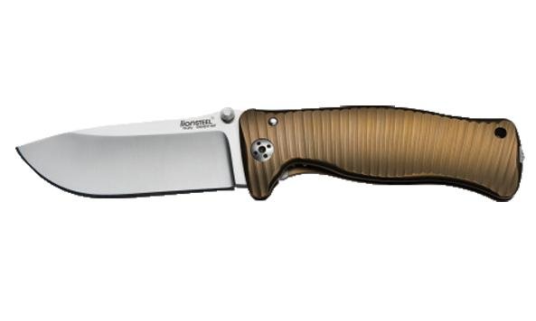 Нож LionSteel серии SR-1 лезвие 94 мм, рукоять - титан, цвет бронзовый, в деревянной коробке