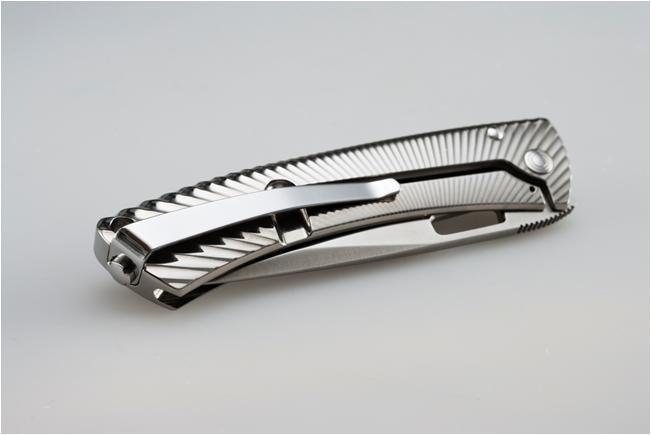 Нож LionSteel серии TiSpine лезвие 85 мм, рукоять - титан, цвет серый, глянцевый