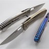 Нож LionSteel серии TiSpine лезвие 85 мм, рукоять - титан, цвет синий, глянцевый