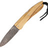 Нож LionSteel серии Opera лезвие 74 мм, дамаск, рукоять - оливковое дерево, в деревянной коробке