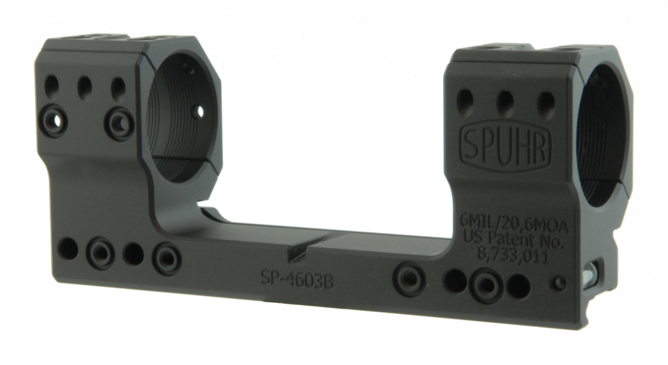 Тактический кронштейн SPUHR D34мм для установки на Picatinny, H38мм, наклон 6MIL/20.6MOA (SP-4603B) для прицелов BEAST