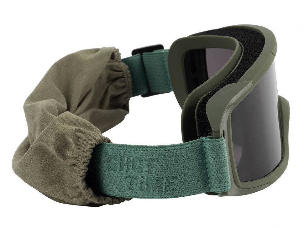 Маска стрелковая ShotTime Puma, защитная, зелёная, линза серая