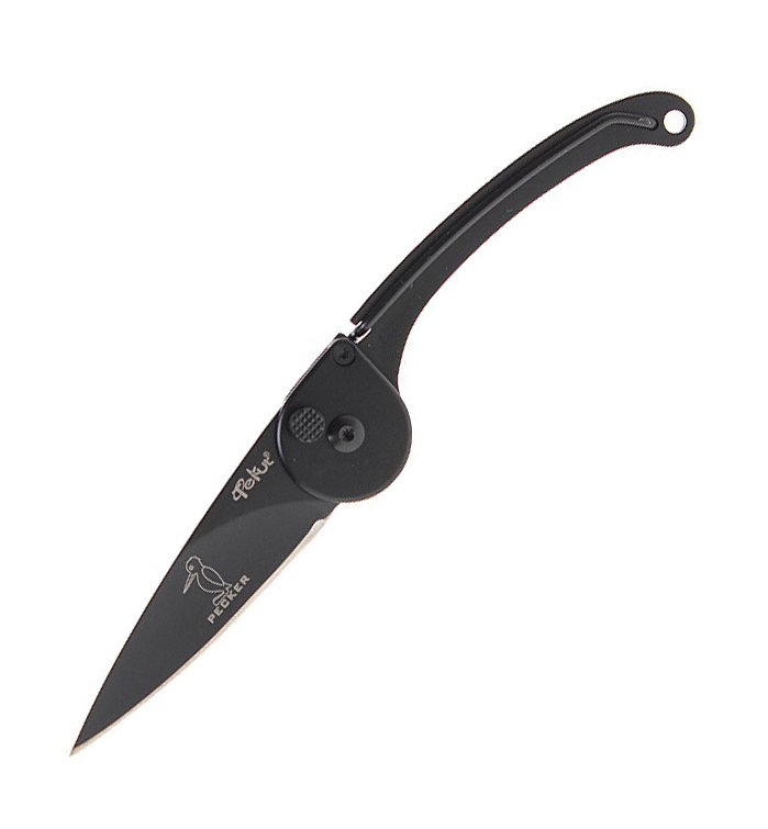 Нож Tekut "Pecker B" серии Fashion, лезвие 65 общ.160, нерж. сталь, цвет-чёрный+чехол и кор.
