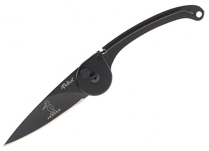Нож Tekut сувенирный "Mini Pecker", лезвие 45, общ. 110, материал - нерж. сталь, цв-черн