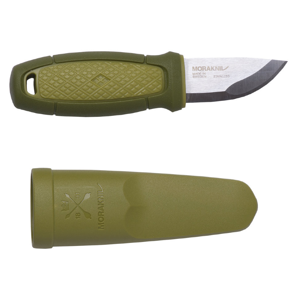 Нож Morakniv Eldris, нержавеющая сталь, цвет зеленый, ножны, шнурок, огниво, 13521