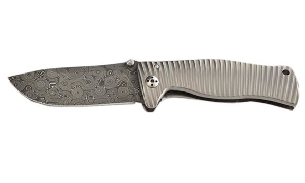 Нож LionSteel серии SR-1 Damascus лезвие 94 мм, дамаск, рукоять - титан, в деревянной коробке