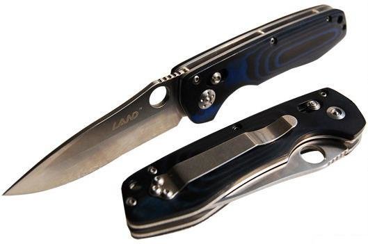 Нож Sanrenmu серии Tactical, лезвие 81,5 мм, рукоять микарта синяя, крепление на ремень