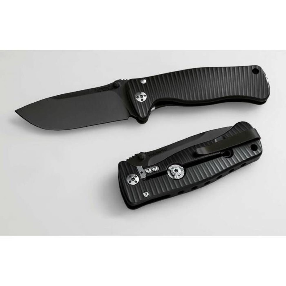 Нож LionSteel серии SR ALUMINUM лезвие 78 мм чёрное, рукоять - анодированный алюминий, цвет чёрный,