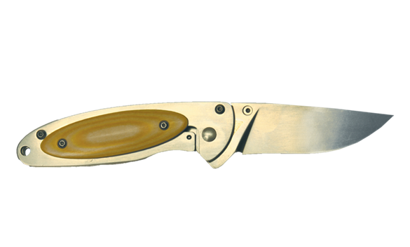 Нож Sanrenmu серии EDC, лезвие 61,5 мм, металлическая рукоять с бежевой вставкой из микарты