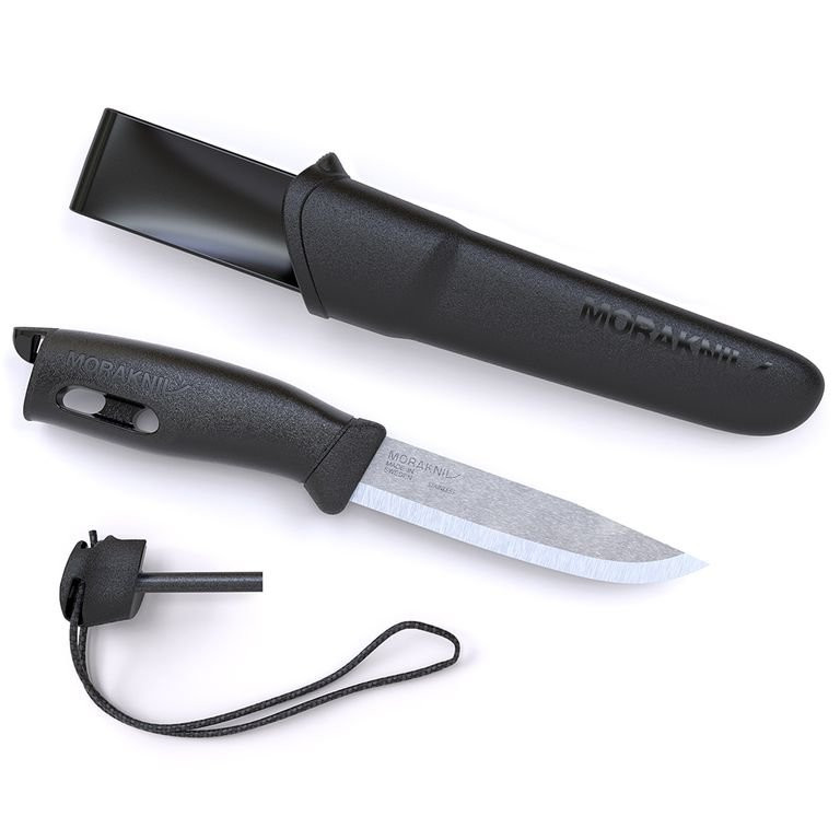 Нож Morakniv Companion Spark, с огнивом, чёрный